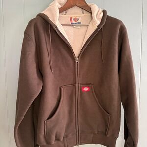 NWT Dickies Sherpa Lined Hooded Jacket Brown Waffle Knit Gorpcore Workwear M